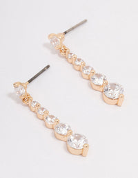 Gold Round Graduating Cubic Zirconia Drop Earrings - link has visual effect only