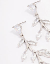 Silver Cubic Zirconia Leaf Drop Earrings - link has visual effect only