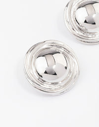 Rhodium Button Medium Stud Earrings - link has visual effect only