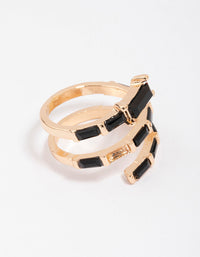 Gold & Black Baguette Wrapped Twisted Ring - link has visual effect only