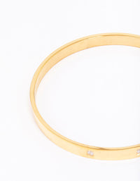 Waterproof Gold Plated Stainless Steel Triangular Cubic Zirconia Flat Bangle - link has visual effect only