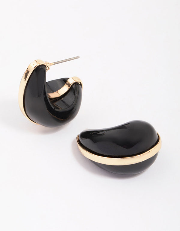 Black & Gold Teardrop Earrings