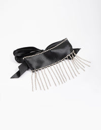 Black Fabric Diamante Drop Choker - link has visual effect only