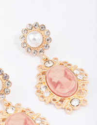 Gold Antique Pearl Drop Earrings - link has visual effect only