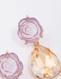 Gold Rose Stone Drop Earrings - link has visual effect only