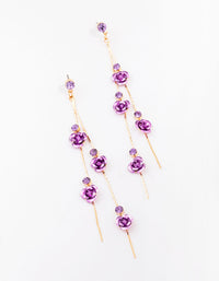 Gold Climbing Purple Rose Drop Earrings - link has visual effect only