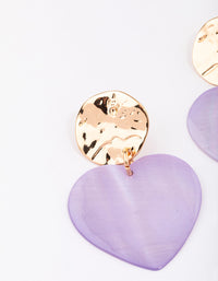 Gold & Lilac Iridescent Heart Drop Earrings - link has visual effect only