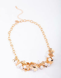 Gold Flower Cluster Statement Necklace - link has visual effect only