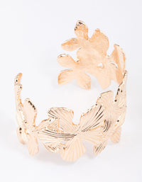 Gold Textured Flower Wrist Cuff - link has visual effect only