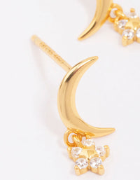 Gold Plated Sterling Silver Moon & Star Stud Earrings - link has visual effect only