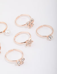 Kids Rose Gold Diamante Butterfly Earring 6-Pack - link has visual effect only