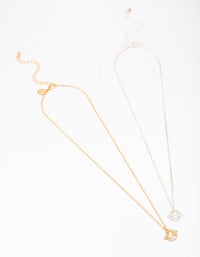 Gold & Silver Two-Tone Diamante Planet Necklace Pack - link has visual effect only