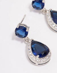 Silver Sapphire Stone Teardrop Drop Earrings - link has visual effect only