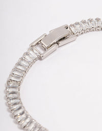 Rhodium Round Emerald-Cut Rectangular Tennis Bracelet - link has visual effect only