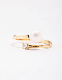 Gold Plated Dainty Cubic Zirconia Wrap Ring - link has visual effect only