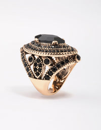 Gold & Black Grand Marquise Stone Statement Ring - link has visual effect only