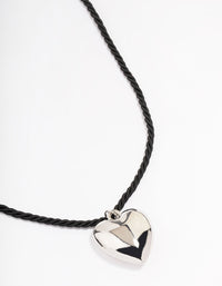 Rhodium Metal Heart Cord Necklace - link has visual effect only