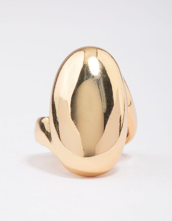 Gold Plated Smooth Statement Oval Ring