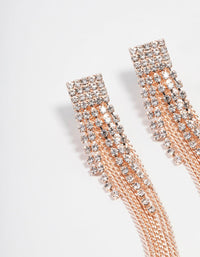 Rose Gold Diamante Cup Chain Drop Earrings - link has visual effect only