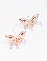 Rose Gold Oversized Butterfly Drop Earrings - link has visual effect only