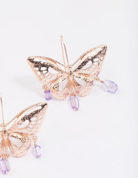 Rose Gold Oversized Butterfly Drop Earrings - link has visual effect only