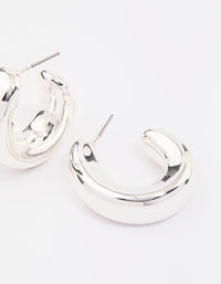 Silver Chunky Simple Slide Hoop Earrings - link has visual effect only