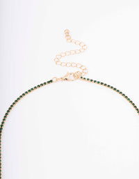 Gold Dainty Emerald Ribbon Lariat Necklace - link has visual effect only