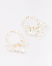 Gold Pearl Petal Hoop Earrings - link has visual effect only