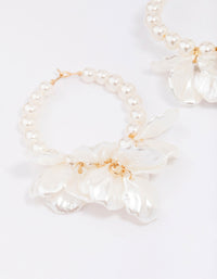 Gold Pearl Petal Hoop Earrings - link has visual effect only