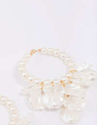 Gold Pearl Petal Hoop Earrings - link has visual effect only