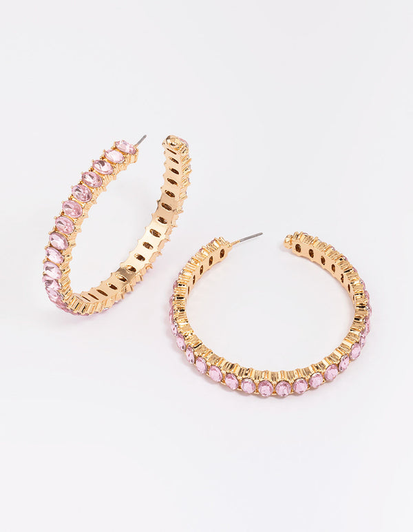 Gold Navette Diamante Hoop Earrings