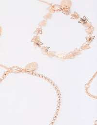 Rose Gold Butterfly Bracelet & Anklet 4-Pack - link has visual effect only