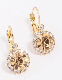 Gold Plated Cubic Zirconia Halo Hook Earrings - link has visual effect only