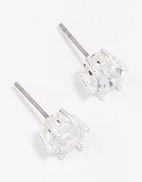 Silver Plated Classic Cubic Zirconia Stud Earrings - link has visual effect only