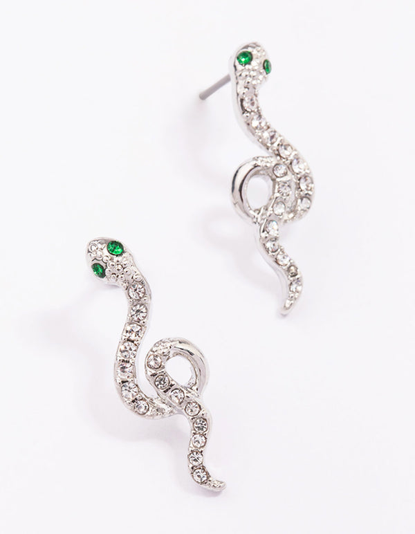 Silver Small Snake Stud Earrings