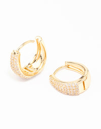 Gold Plated Pave Tapered Hoop Earrings - link has visual effect only