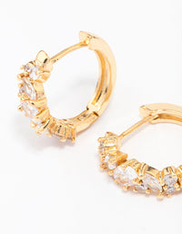 Gold Plated Cubic Zirconia Oval Cluster Hoop Earrings - link has visual effect only