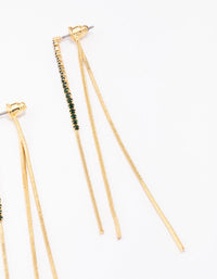 Gold Plated Snake Chain & Diamante Sandwich Drop Earrings - link has visual effect only