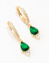 Gold Plated Pave Pear Round Drop Earrings - link has visual effect only