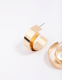 Gold Double Smooth Medium Hoop Earrings - link has visual effect only