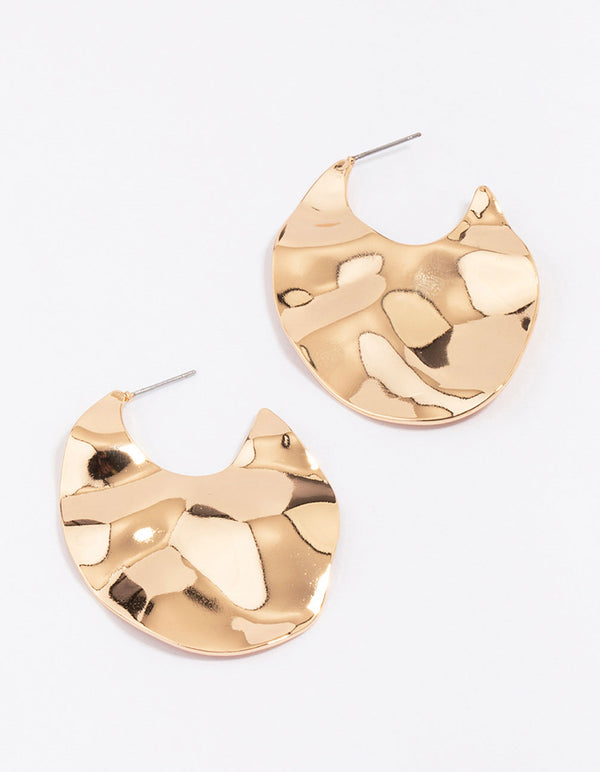 Gold Wavy Large Hoop Earrings