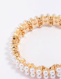 Gold Pearl Duo Row Stretch Bracelet - link has visual effect only