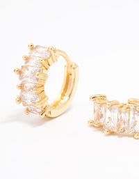 Gold Plated Cubic Zirconia Baguette Hoop Earrings - link has visual effect only