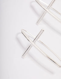 Silver Plated Cross Modern Drop Earrings - link has visual effect only