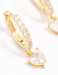 Gold Plated Cubic Zirconia Heart Huggie Earrings - link has visual effect only