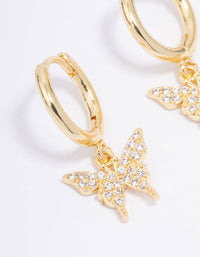 Gold Plated Cubic Zirconia Pave Butterfly Hoop Earrings - link has visual effect only