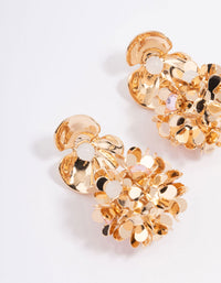 Gold Small Double Row Flower Drop Earrings - link has visual effect only