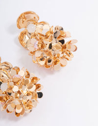 Gold Small Double Row Flower Drop Earrings - link has visual effect only