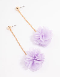 Gold Layered Lilac Flower Chain Drop Earrings - link has visual effect only