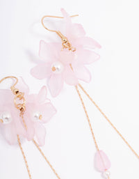 Gold Flower Petal Pearl Drop Earrings - link has visual effect only